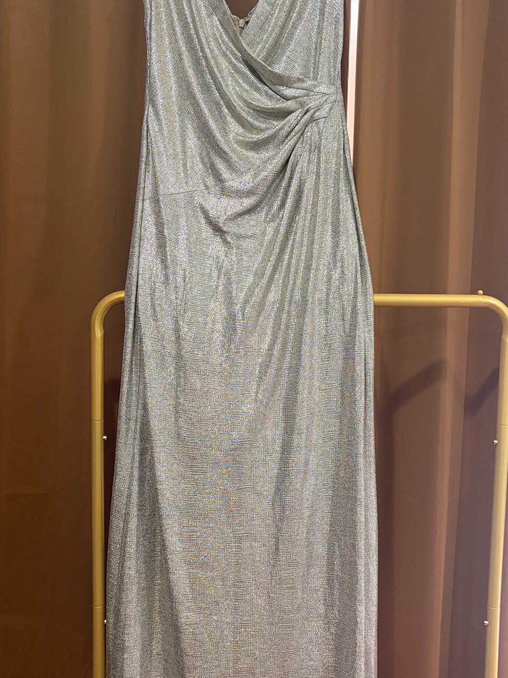 Lauren Ralph Lauren Metallic Gold Draped Maxi Dress